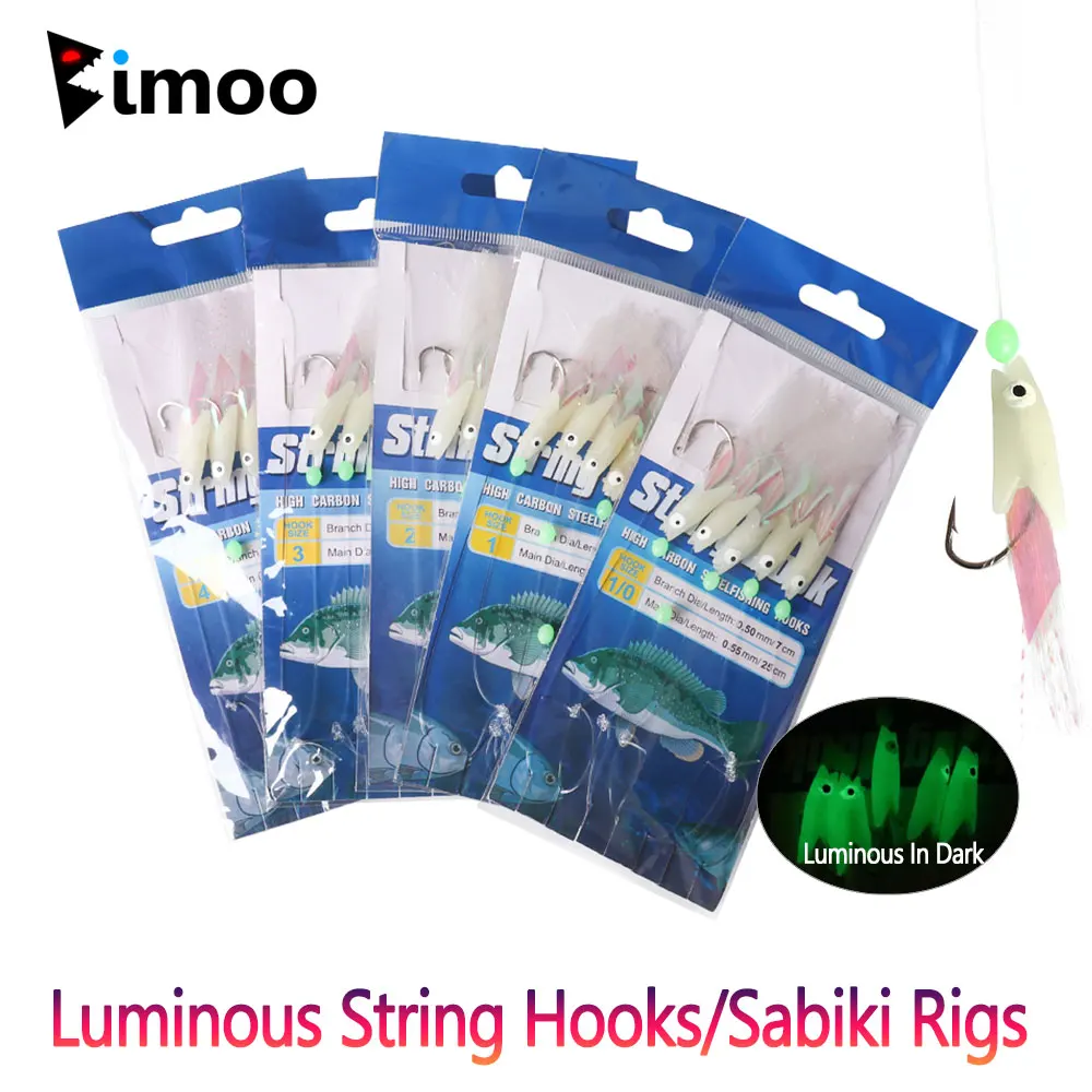 Bimoo Sabiki luminosos - Anzuelos para agua dulce y salada