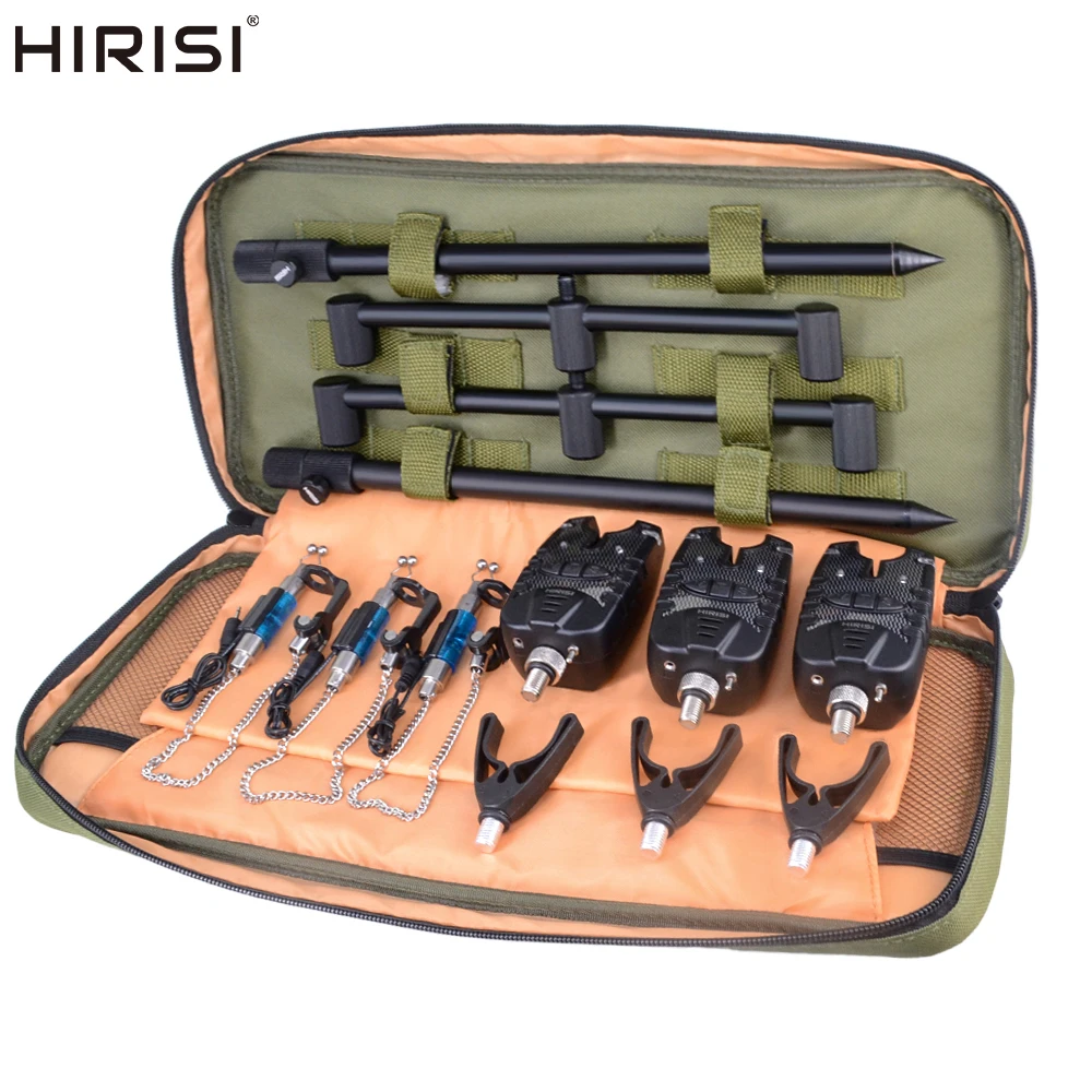 Kit de alarmas carpa Hirisi con swingers y soporte para cañas