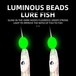 ShareShark señuelo pulpo luminoso con anzuelo de pluma y cuentas