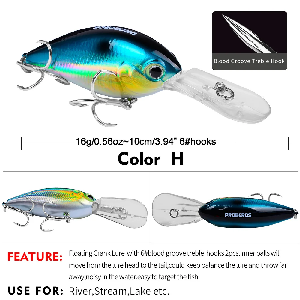 Crankbait en posición flotando en el agua