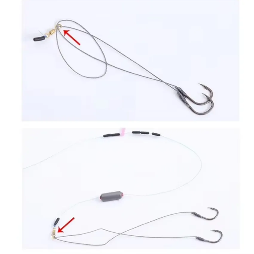 Anzuelos dobles para sub-línea con línea resistente y accesorios - imagen 2