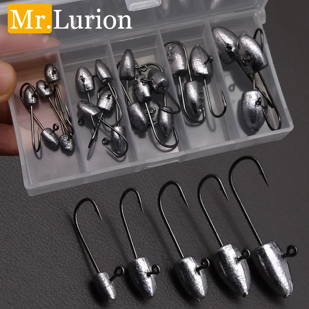 Anzuelos Jig Head para vinilo con púas y vástago largo