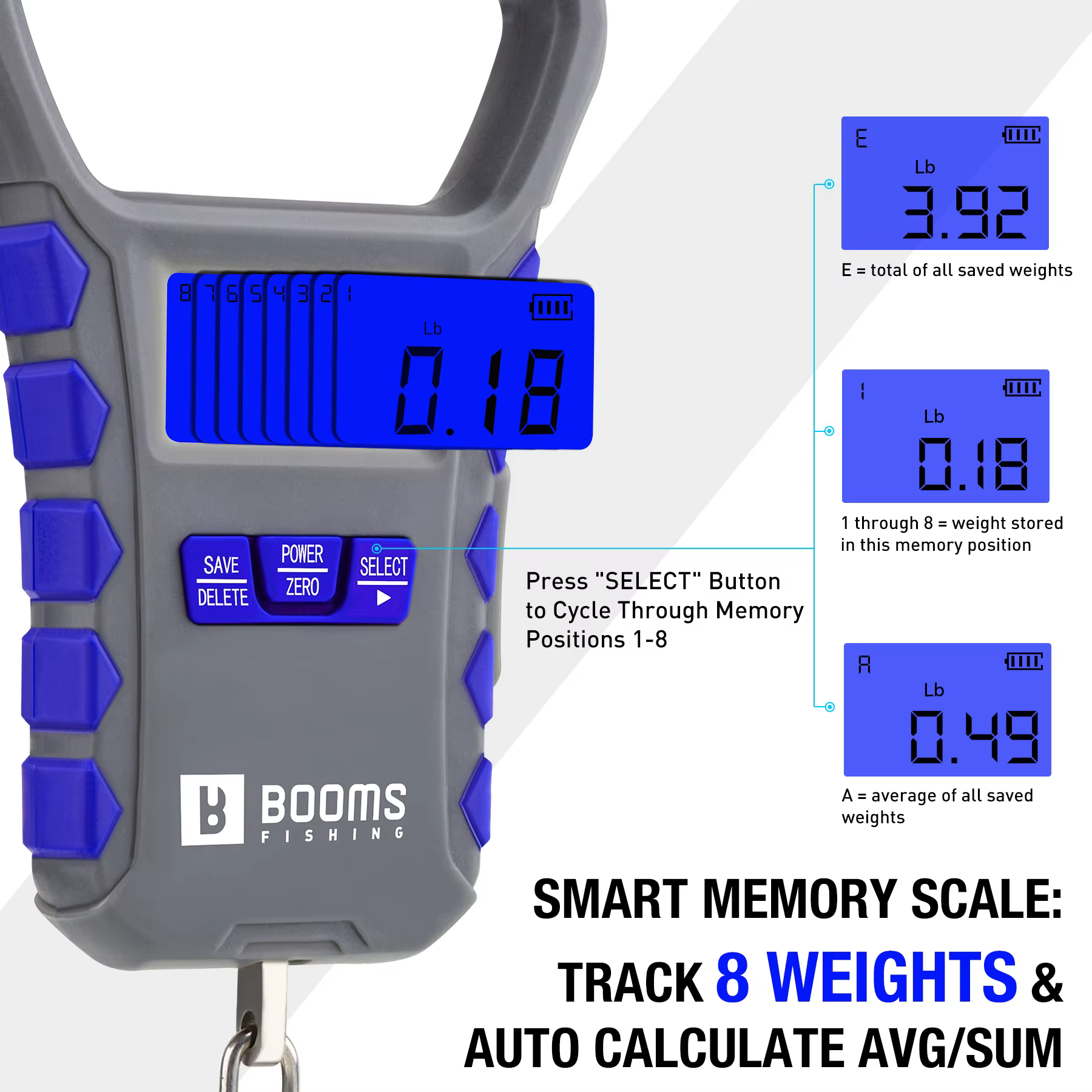 Booms Fishing XW50 Báscula digital pesca LCD recargable portátil - imagen 4