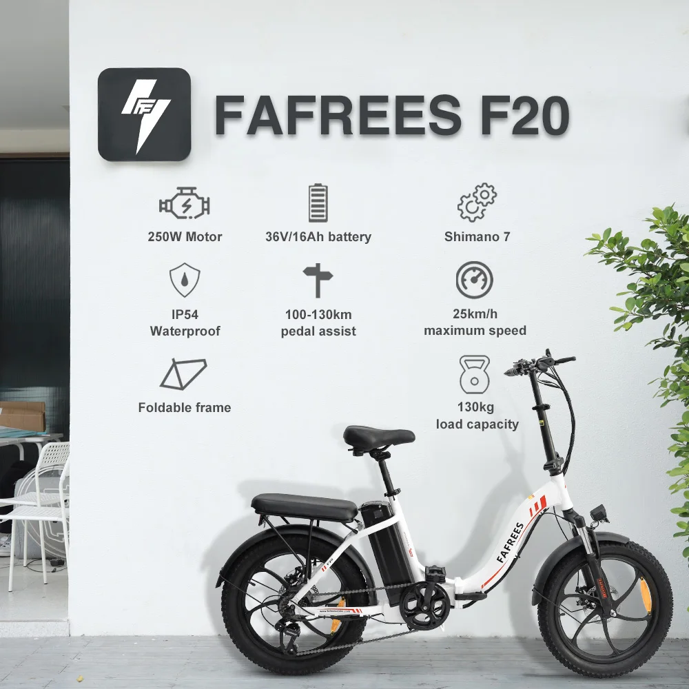 FAFREES F20 Bicicleta Eléctrica Neumático Ancho Frenos de Disco - imagen 5