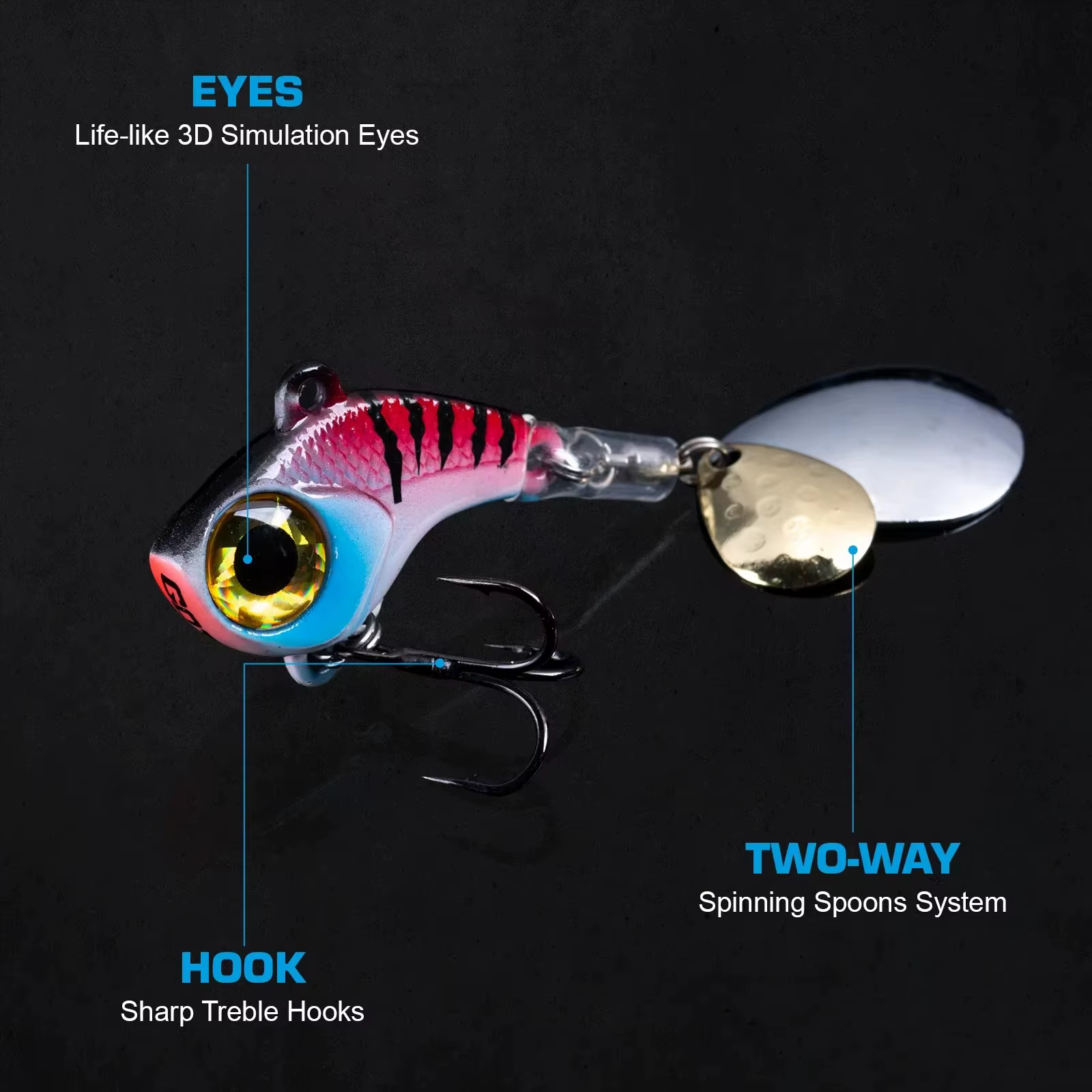 Goture VIB Tail Spinner – Cuchara giratoria con anzuelo triple - imagen 3