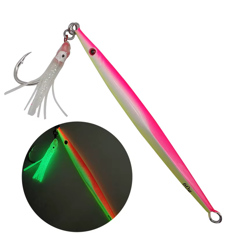 Señuelo Jigging Spinner con anzuelo auxiliar y cebo de calamar - imagen 3