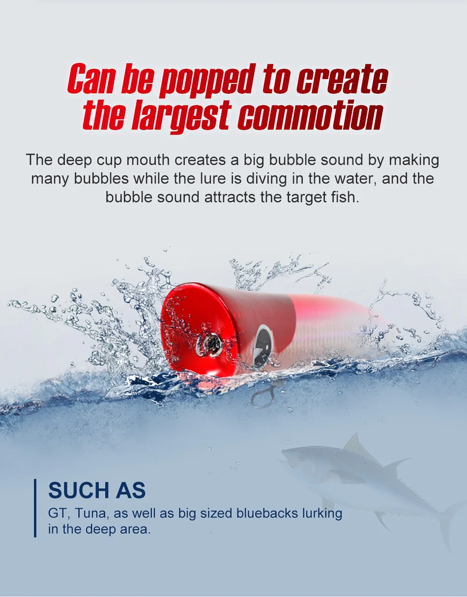 Comparación de tamaños mostrando el volumen del señuelo