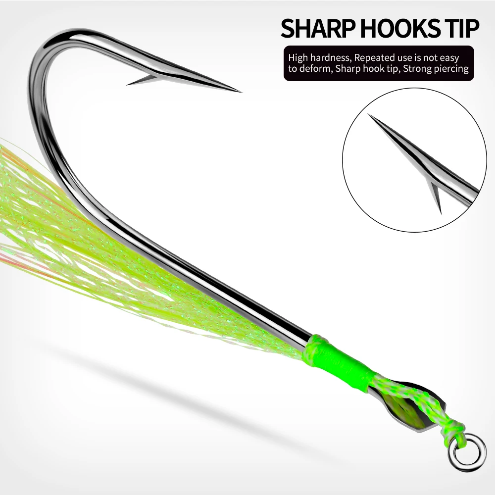 Anzuelos dobles PROBEROS de acero alto carbono con plumas – Jigging - imagen 3