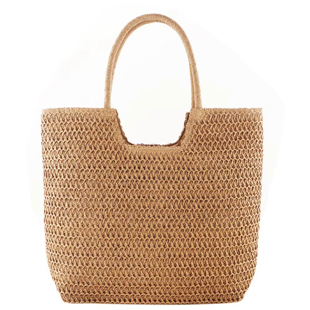 Bolso Playa Mujer Paja con Asa – Gran Capacidad y Color Liso