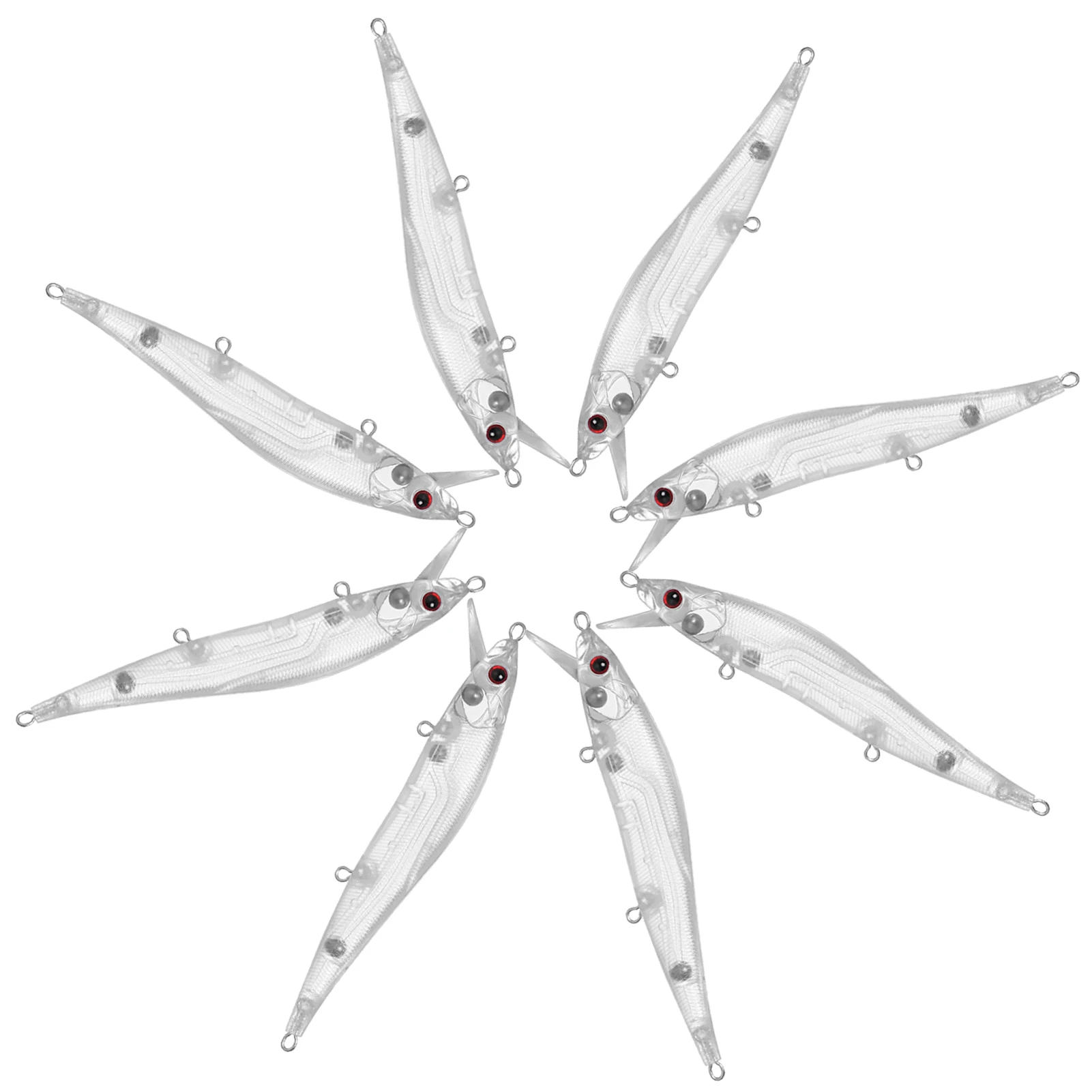FREE FISHER Jerkbait flotante en blanco transparente con ojos 3D - imagen 5