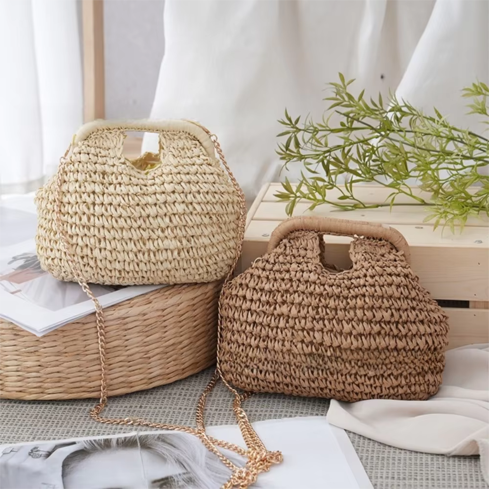 Bolso bandolera de paja para playa y viajes - imagen 3