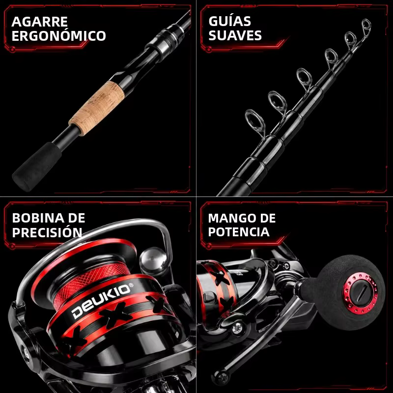 DEUKIO Combo Spinning – Caña de carbono y carrete para señuelos - imagen 3