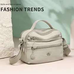 Bolso bandolera impermeable multicapa con correa larga para mujer