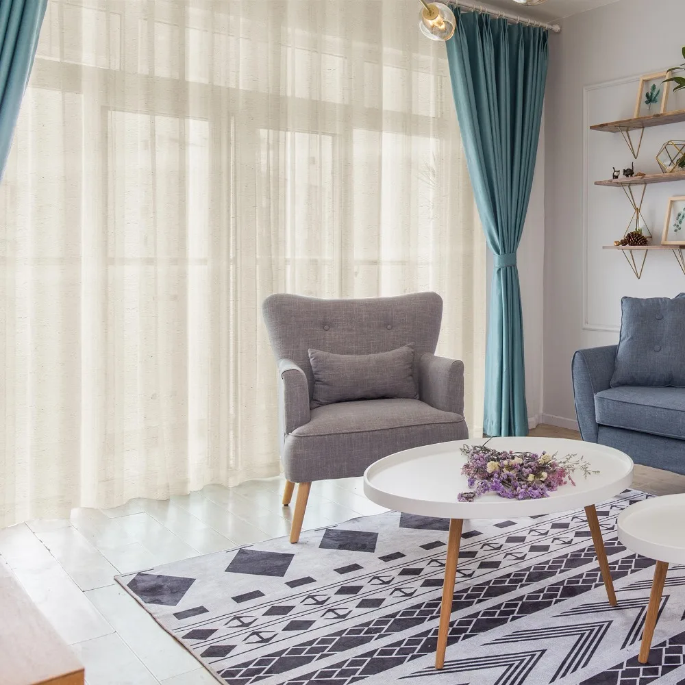 Cortina de lino gasa natural – translúcida para dormitorio y salón - imagen 4