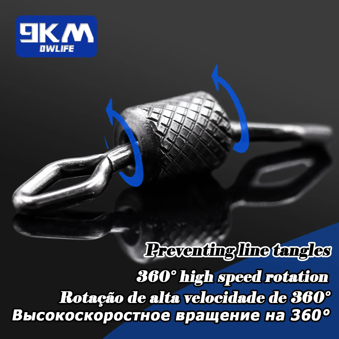 Rotación suave de 360° que protege el sedal del desgaste