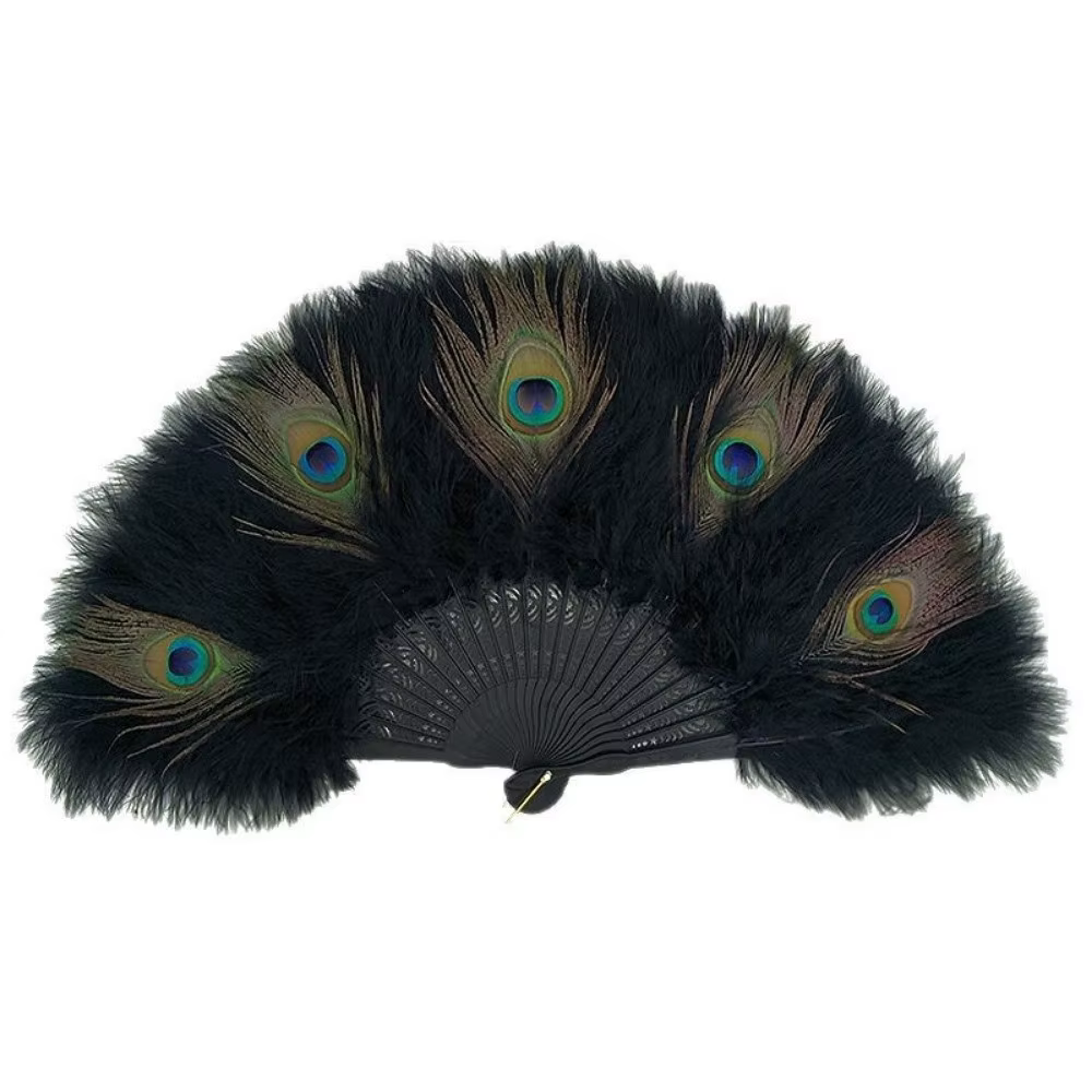 Abanico multicolor grande con plumas de pavo real – Bodas y eventos - imagen 4