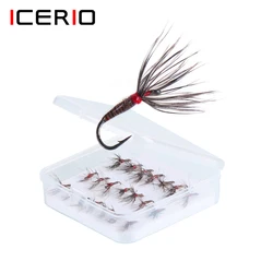 ICERIO Moscas Tenkara Epoxy con collar rojo
