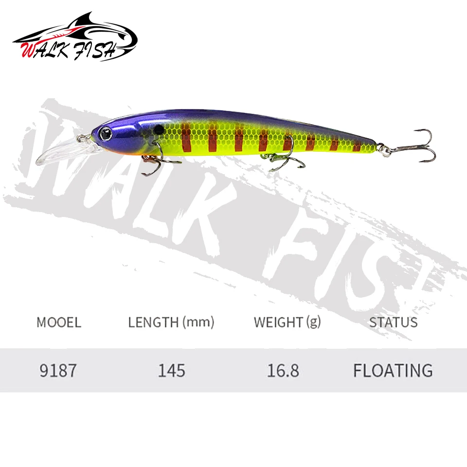 WALK FISH Wobbler Minnow flotante buceo profundo para trucha y lubina - imagen 5