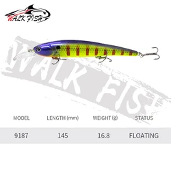 WALK FISH Wobbler Minnow flotante buceo profundo para trucha y lubina