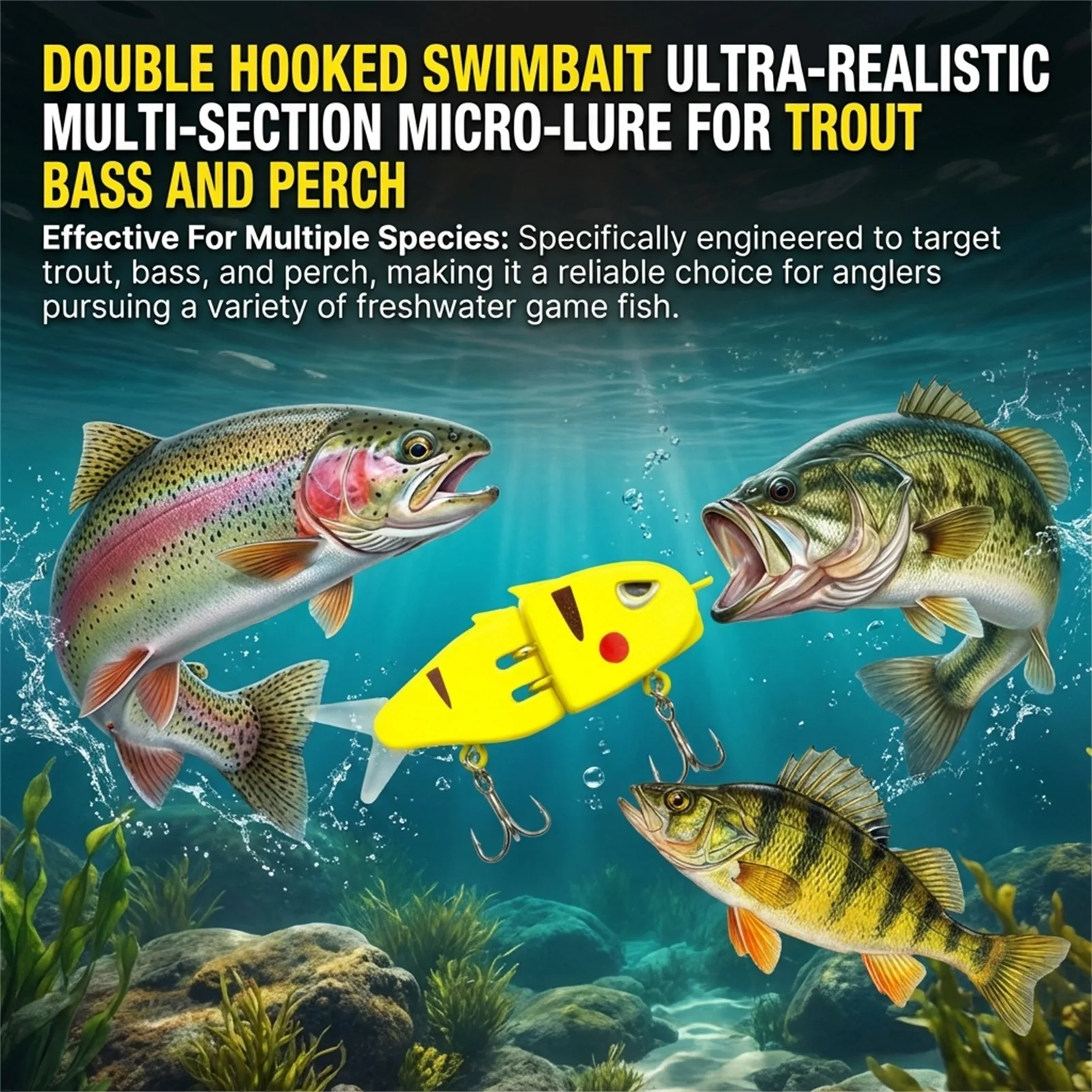 Cebo suave biónico secciones con anzuelos triples para lubina tilapia - imagen 2