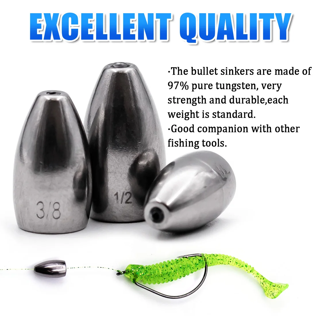 Plomo de tungsteno FishTrip 1,8‑14 g – Pesas de pesca estilo Texas/Carolina
