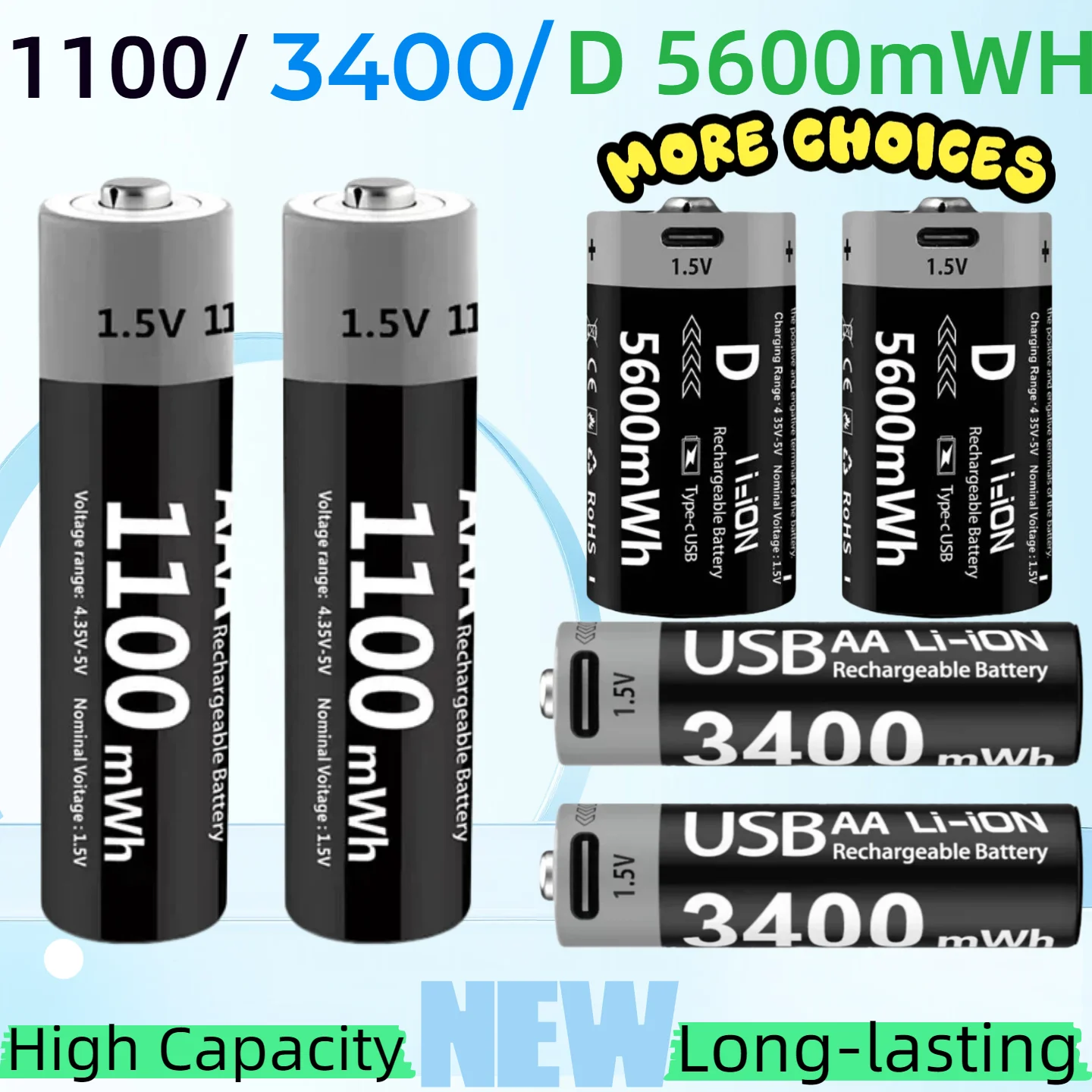 Pilas recargables de litio AA/AAA 1.5V