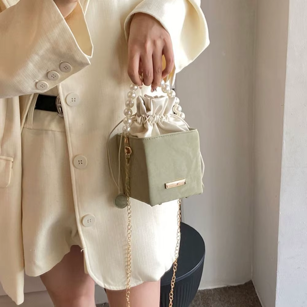 Bolso Bandolera Vintage de Cuero PU con Cadena y Perlas - imagen 2