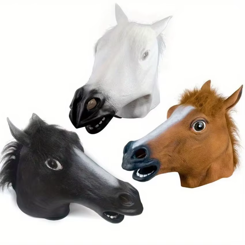 Máscara realista cabeza caballo para disfraz Halloween y fiestas temáticas - imagen 2