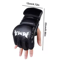 Guantes de boxeo profesionales de medio dedo con cojín de cuero