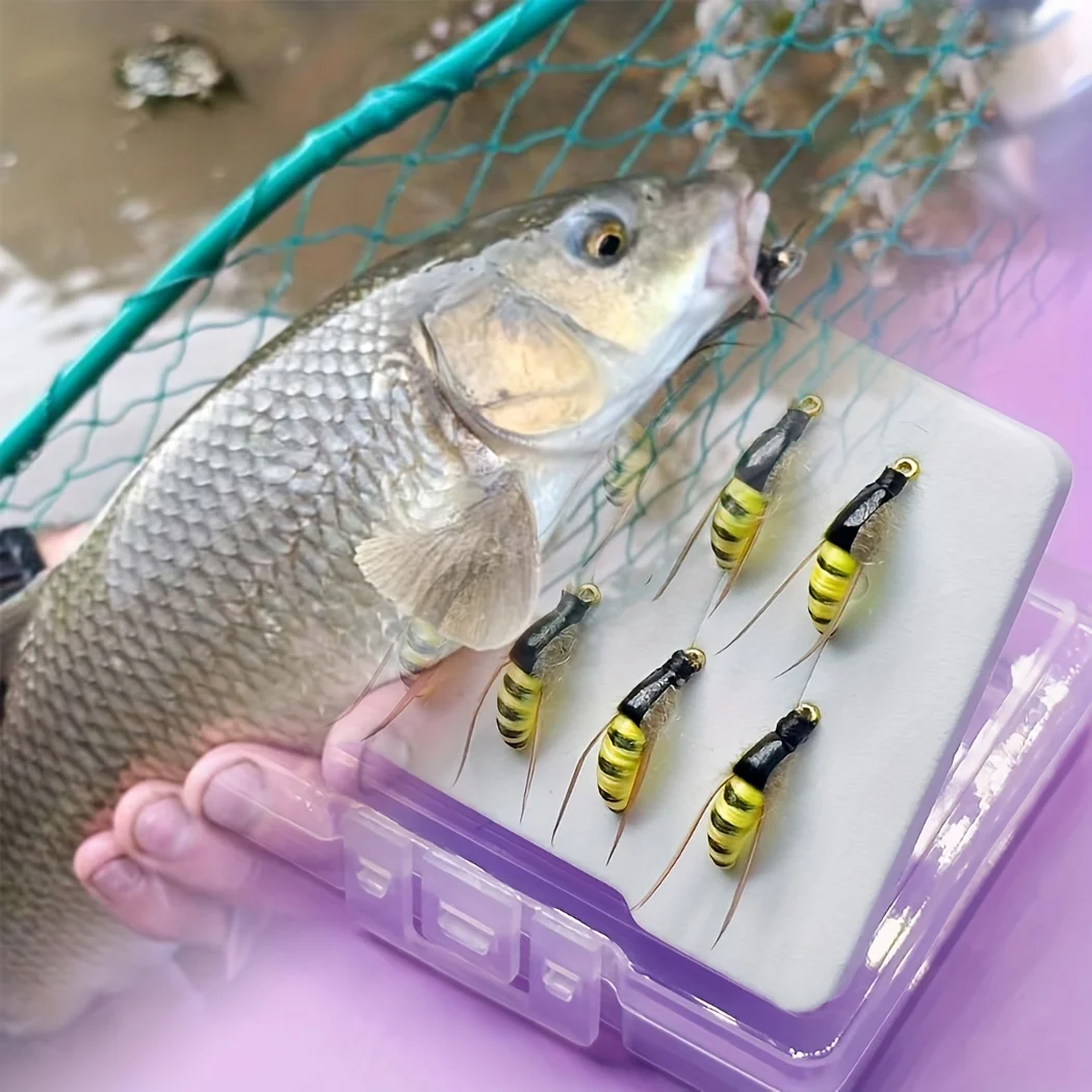 Moscas húmedas polilla amarilla para lucio y trucha con anzuelo - imagen 4