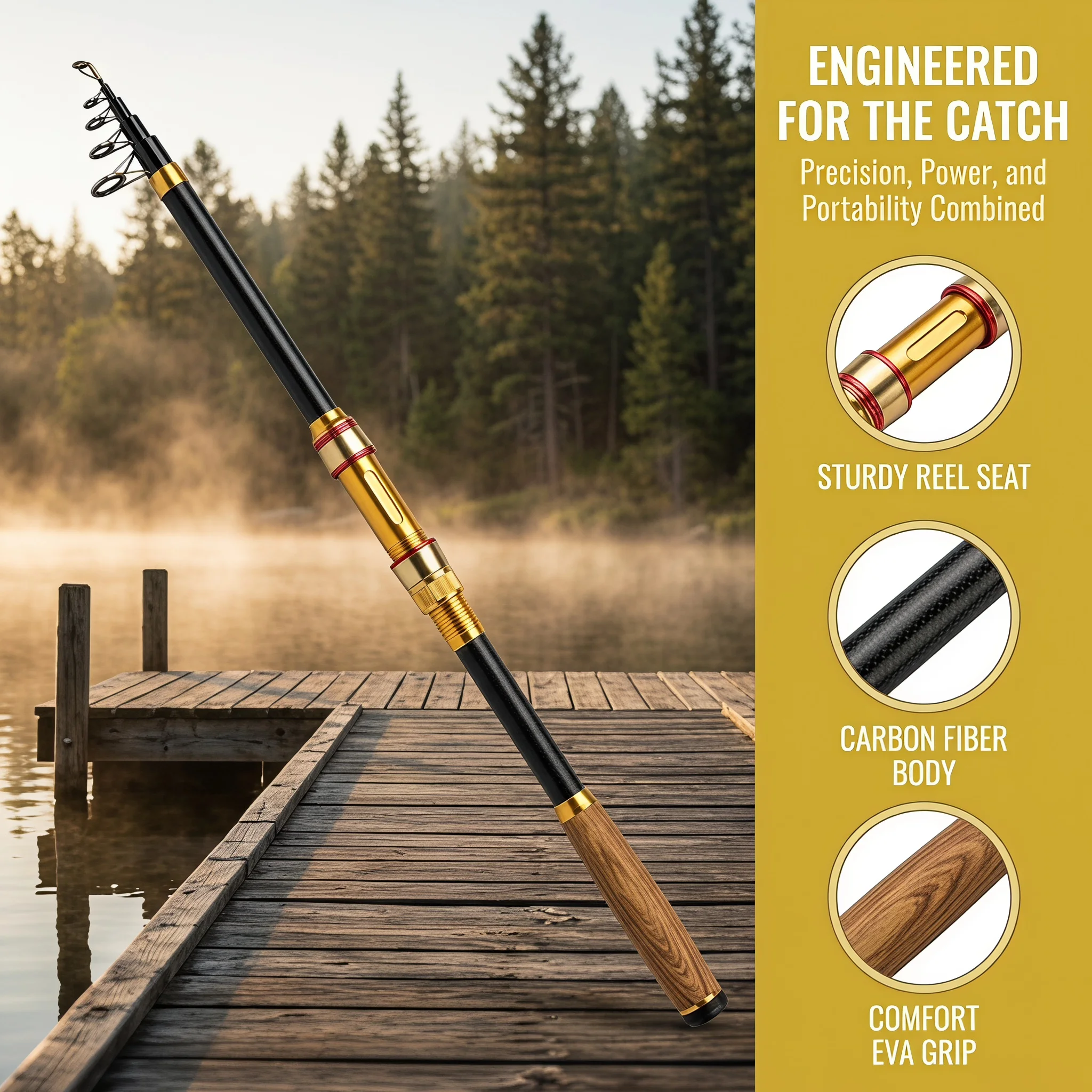 Caña telescópica Goture fibra de carbono – mini para pesca - imagen 2