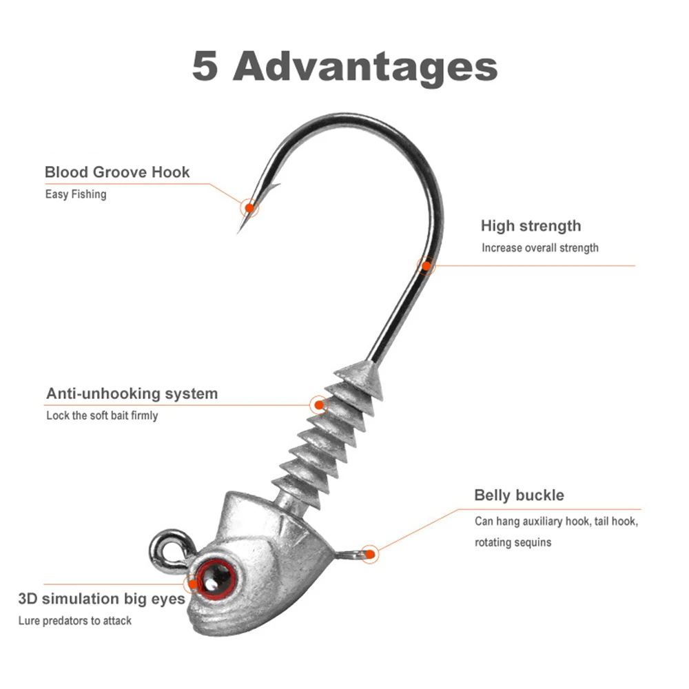 Jig Head Swimbait Ojos 3D antiescape para vinilo de lubina - imagen 2