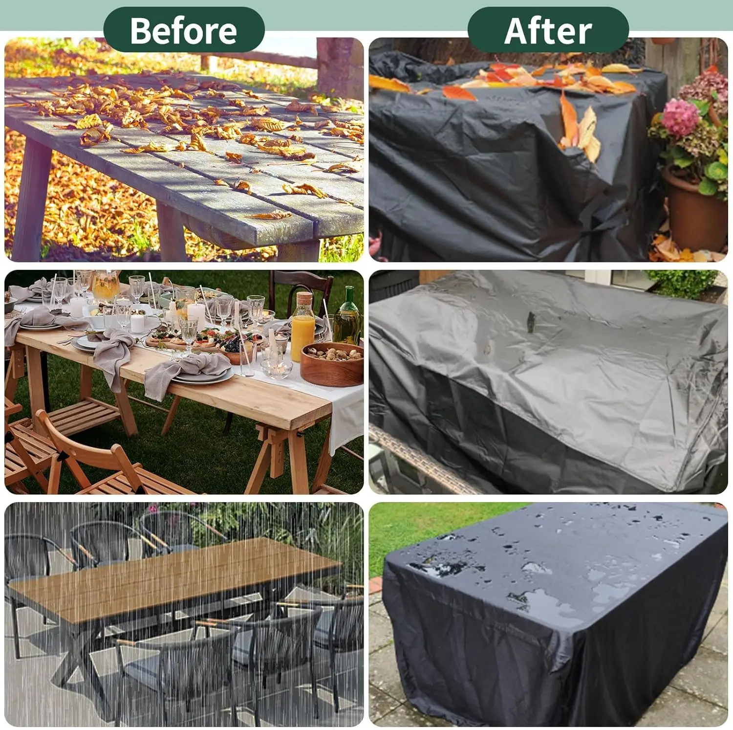 Funda impermeable para muebles de jardín con ventilación 210D Oxford - imagen 4