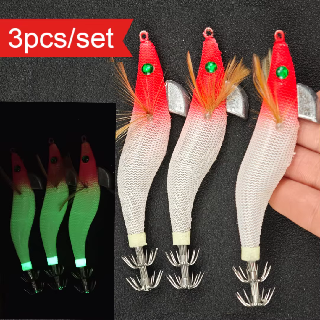 Señuelos Egi para calamar luminosos tipo camarón, anzuelo afilado - imagen 2