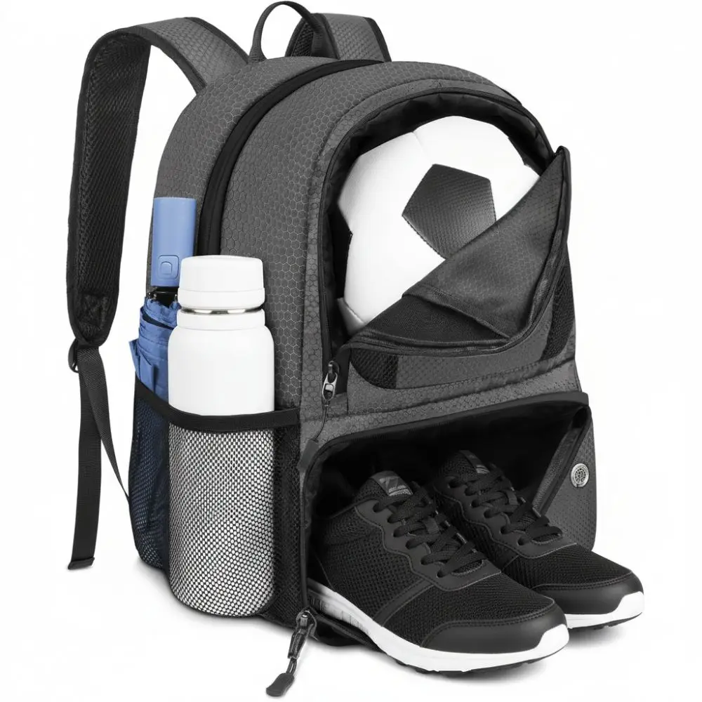 Mochila de fútbol gran capacidad con compartimento para zapatos - imagen 3