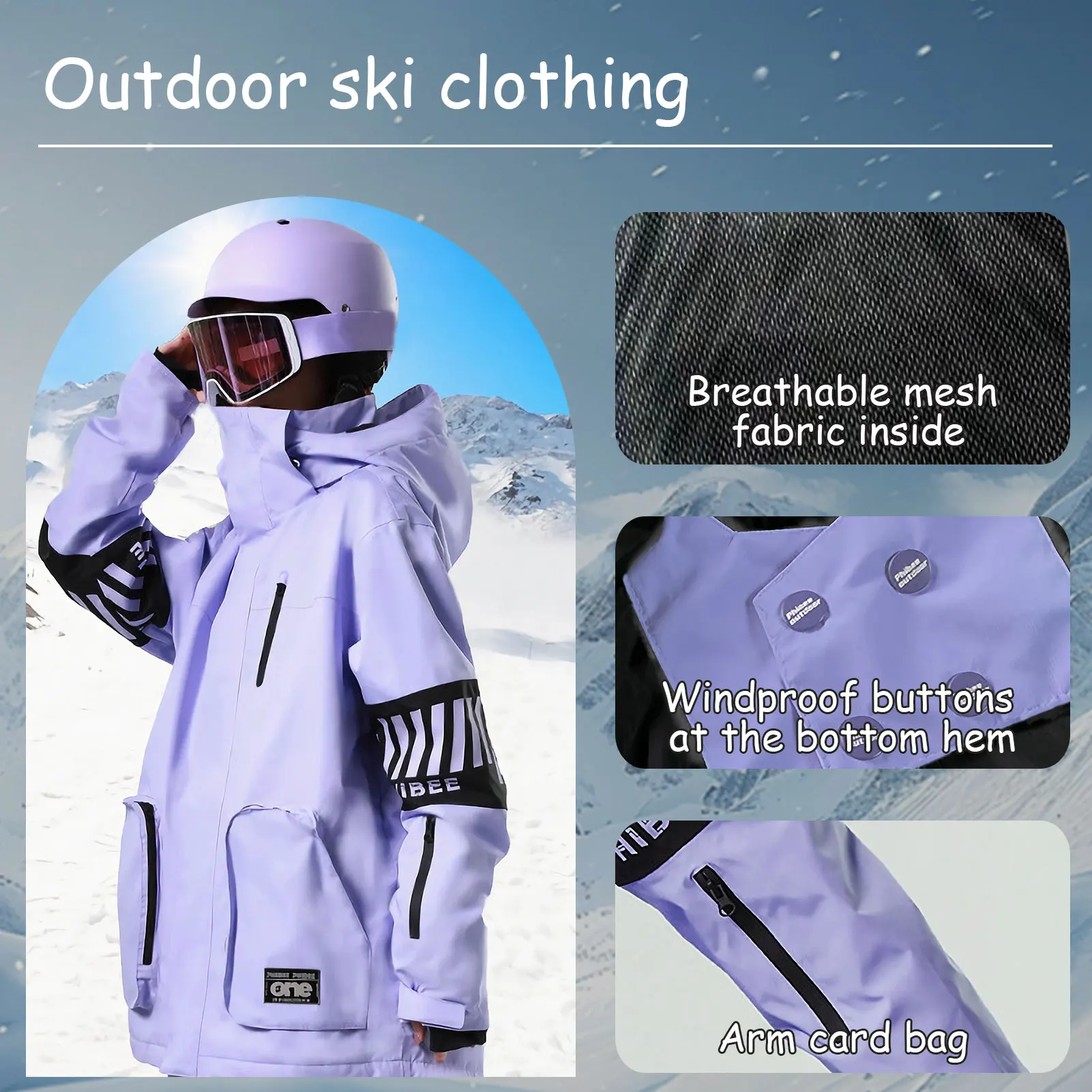 Conjunto snowboard infantil impermeable: chaqueta y pantalón cálidos - imagen 4