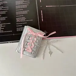 Cartera casual Y2K plateada con correa y monedero corto mujer