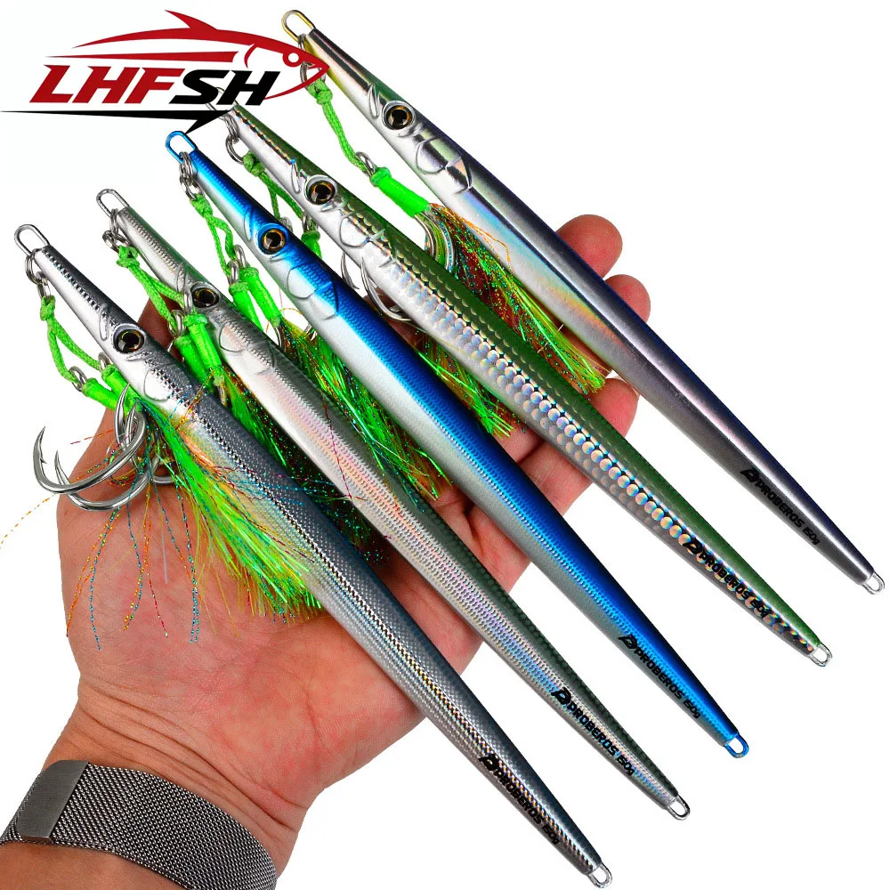 Jig de metal largo para lubina y mar con doble assist hook - imagen 4