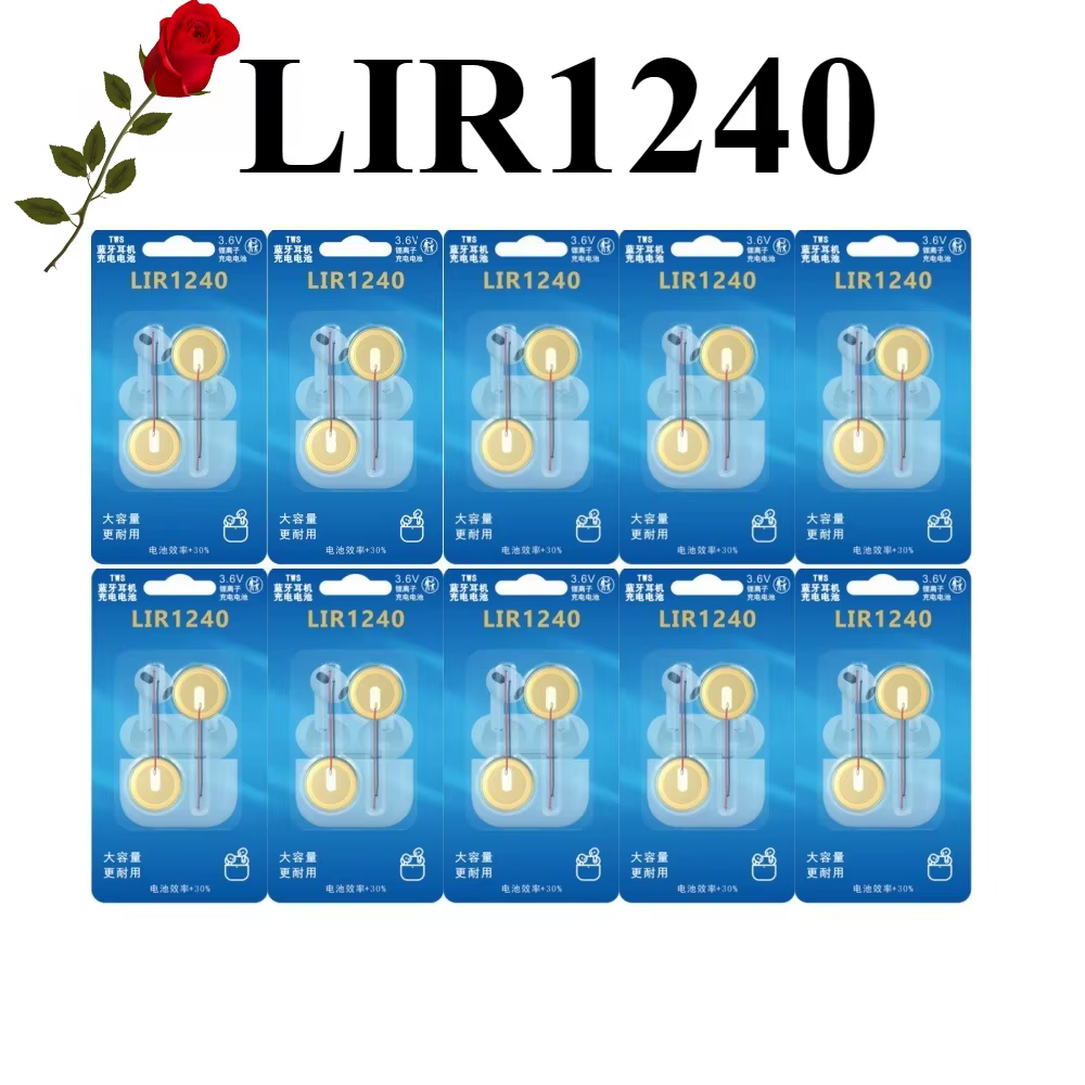 Batería litio 3.6V LIR1240 recargable con cables para pesca