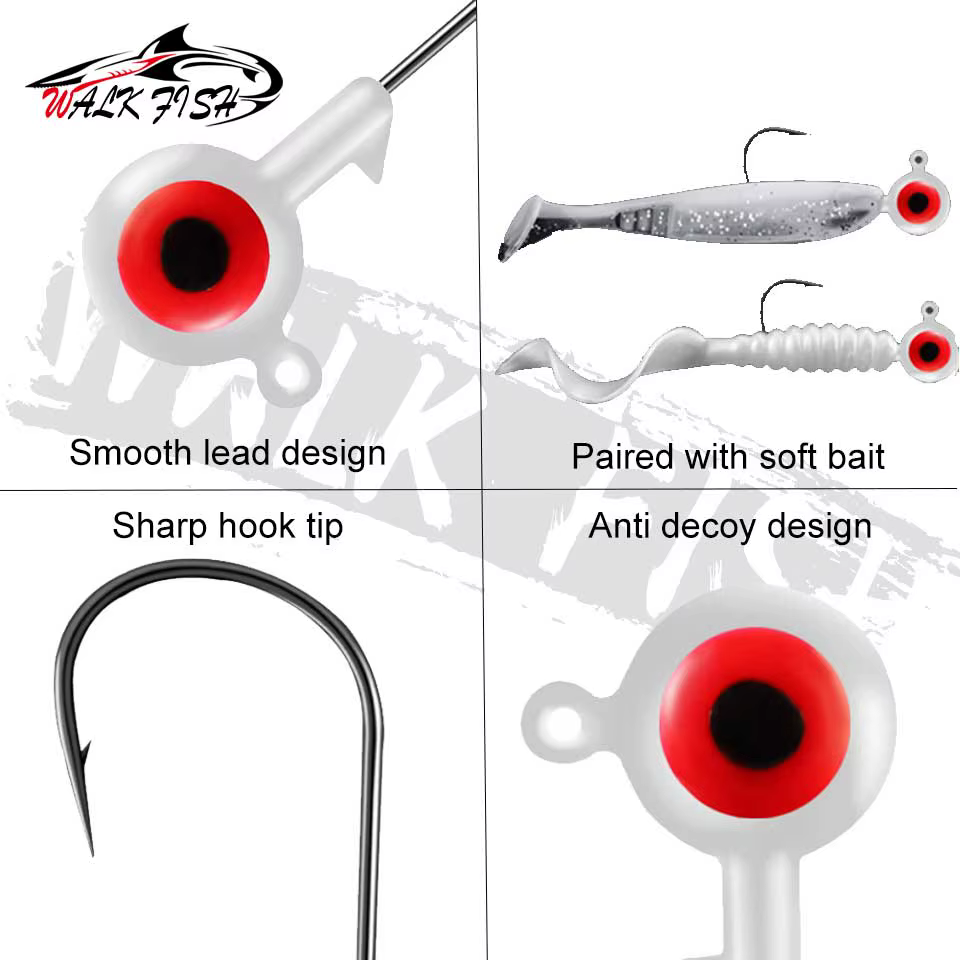 WALK FISH Jig Head – Anzuelo con cabeza de plomo para vinilo - imagen 2