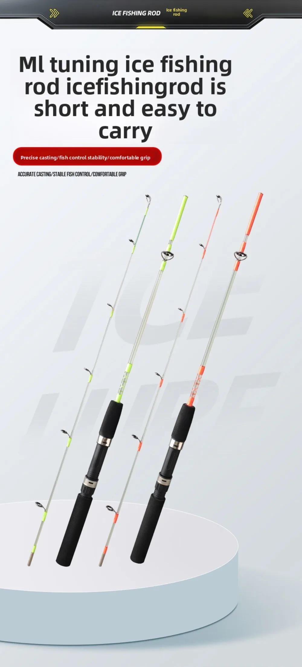 Detalle de materiales y diseño para pesca de invierno