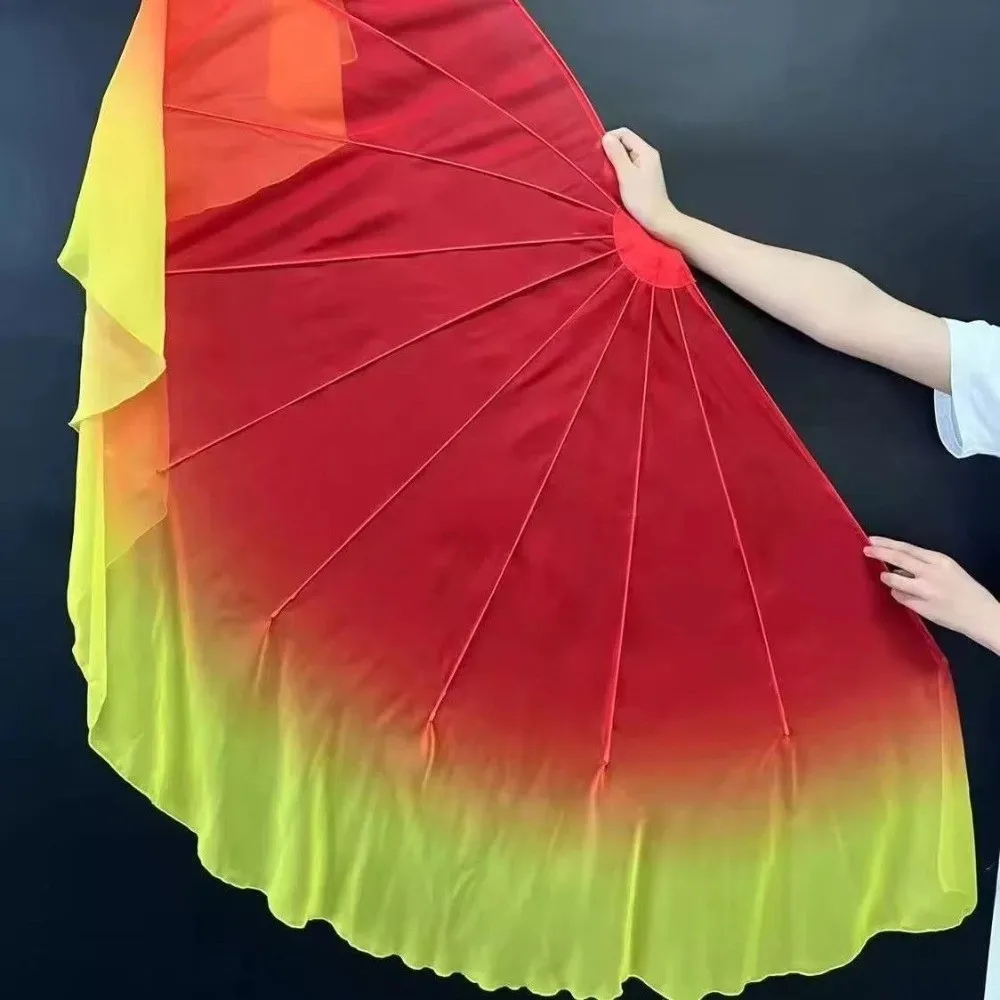 Abanico de danza Yangko degradado con diseño espina de pescado - imagen 2