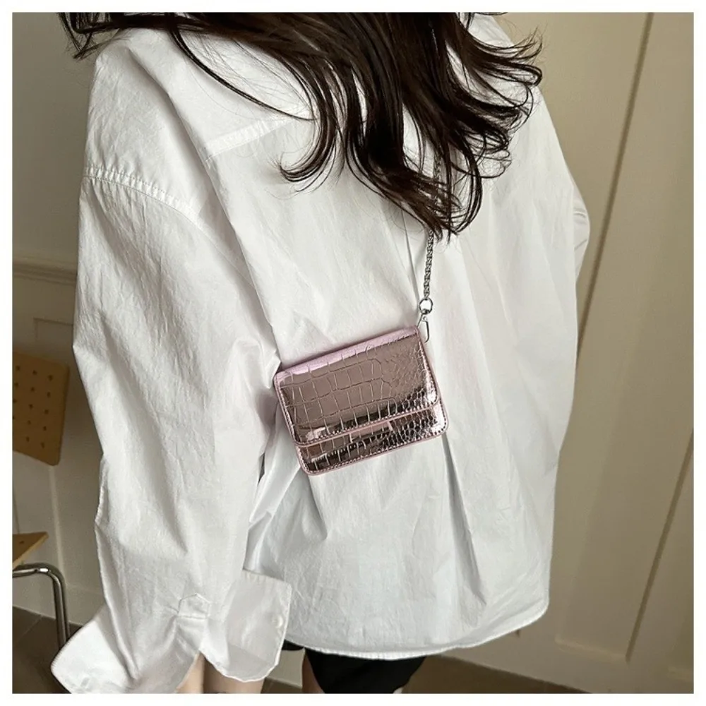 Bolso de hombro cuadrado minimalista de cuero PU con correa cadena - imagen 5