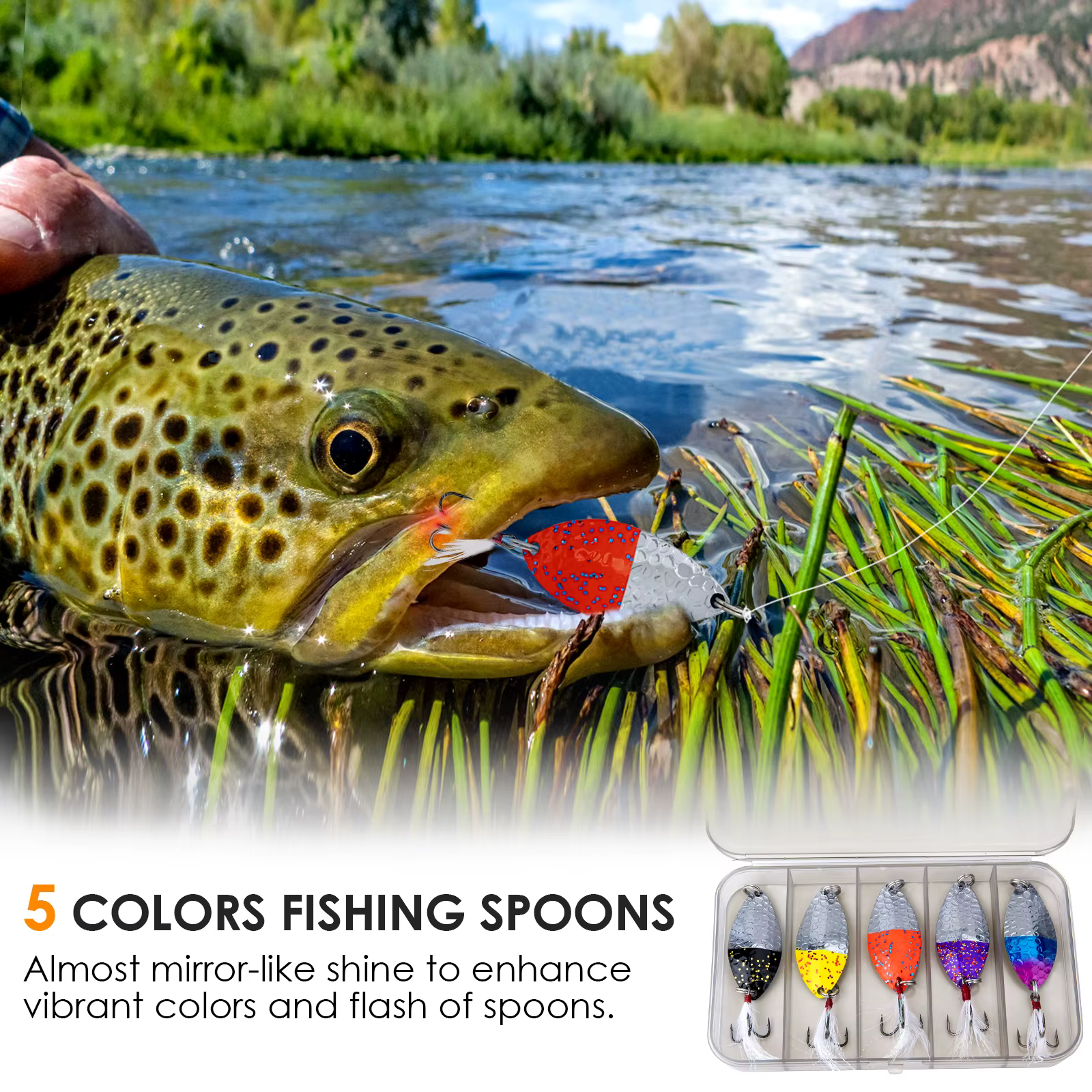Juego de cucharas de pesca metálicas de colores variados