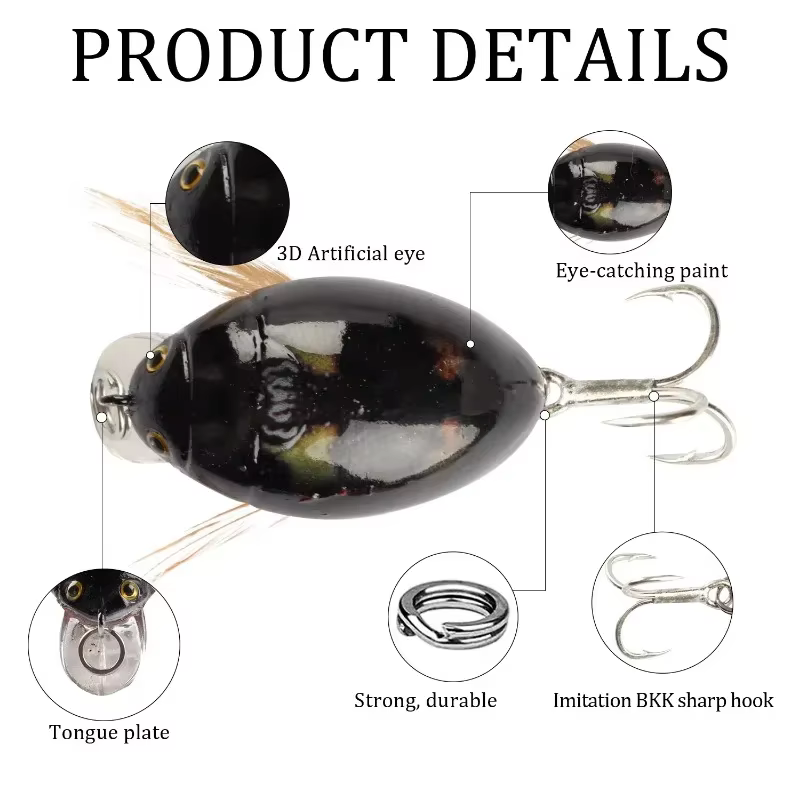 Micro Wobbler Escarabajo 3,8g – Flotante Topwater para pesca - imagen 3