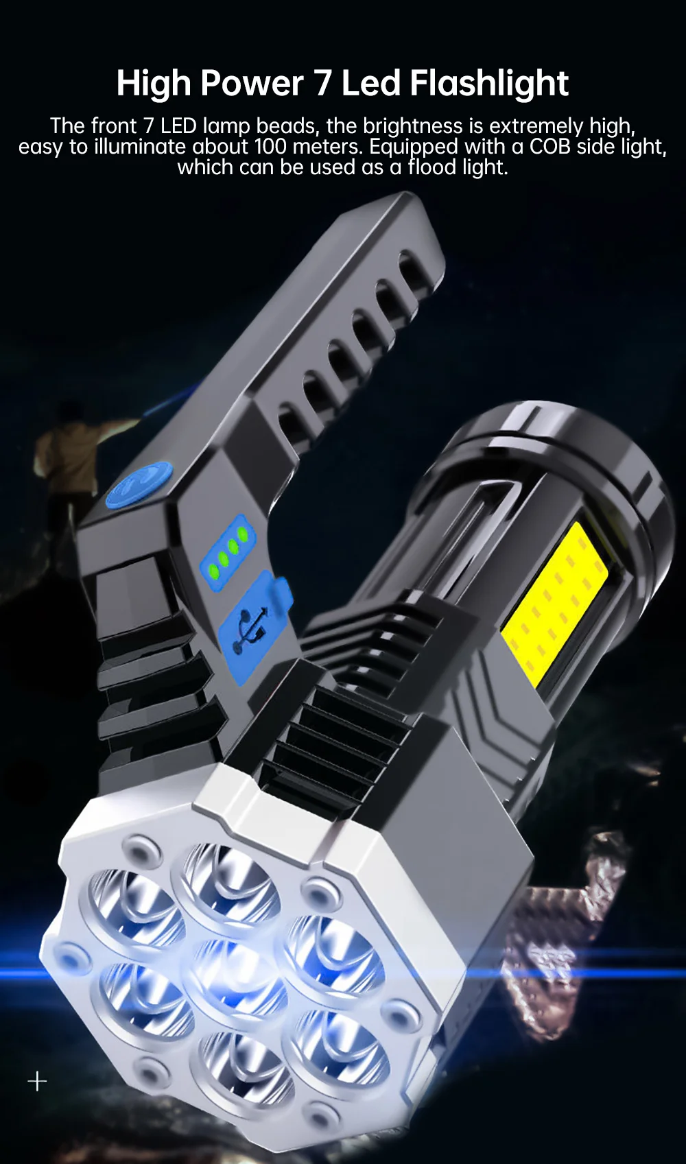 Linterna LED de mano con luz COB de alta potencia
