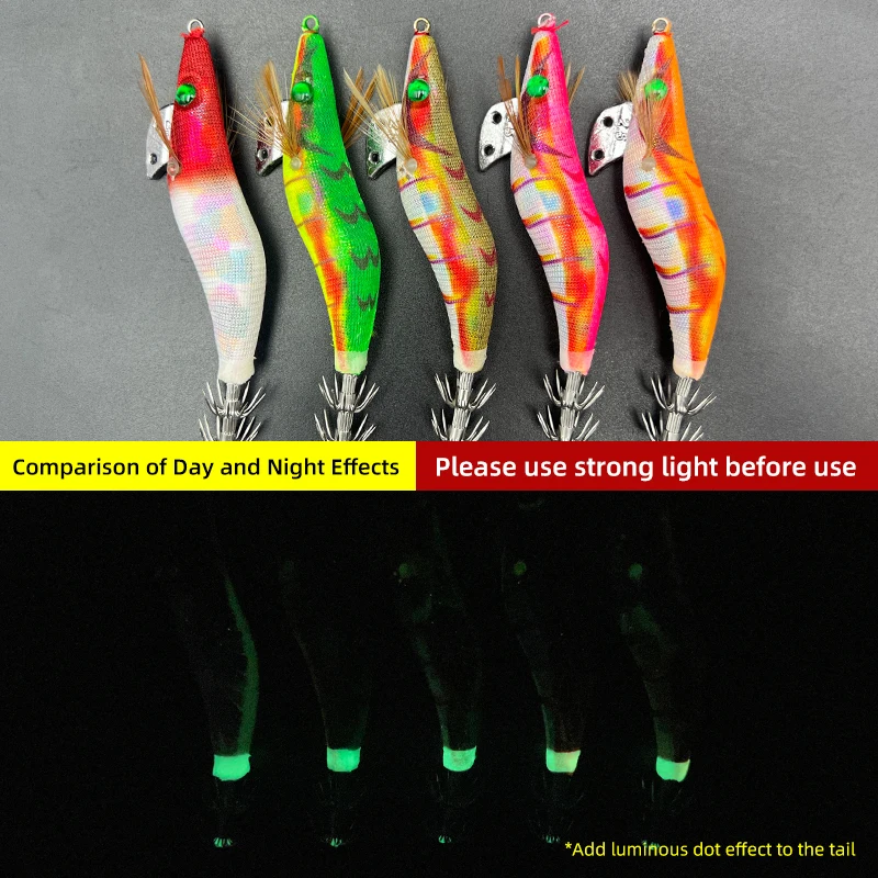 ShareShark señuelo luminoso de camarón de madera para pulpo y calamar - imagen 3