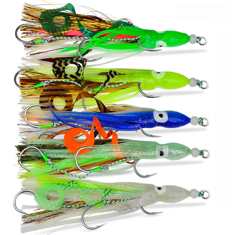 Anzuelos Jigging luminosos para pulpo, jigging lento, agua salada