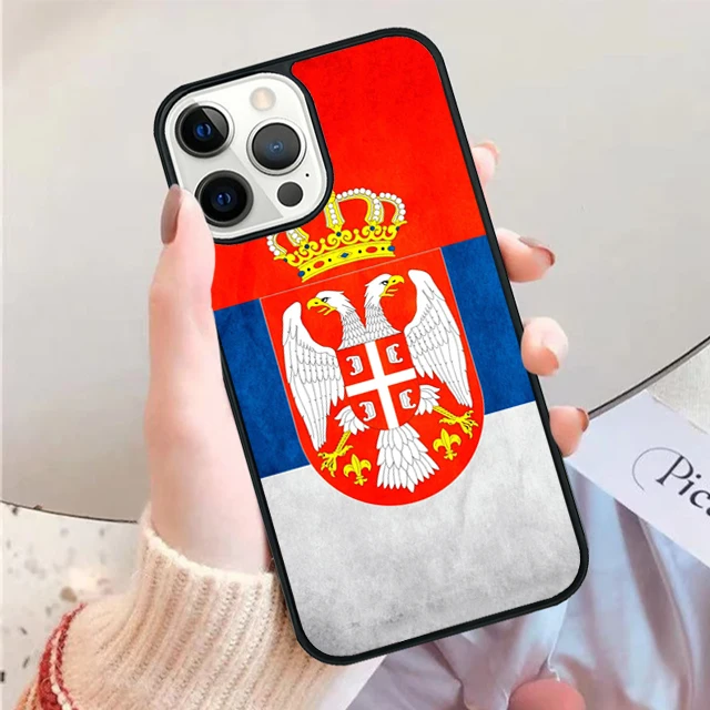 Funda vista frontal mostrando la bandera serbia