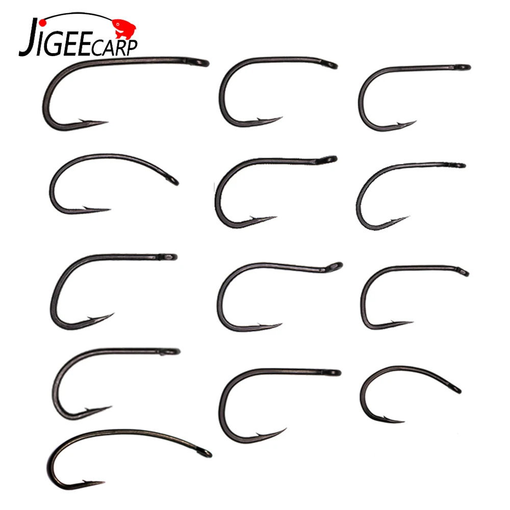 Anzuelos de pelo para carpa de acero carbono negro mate con púa - imagen 2